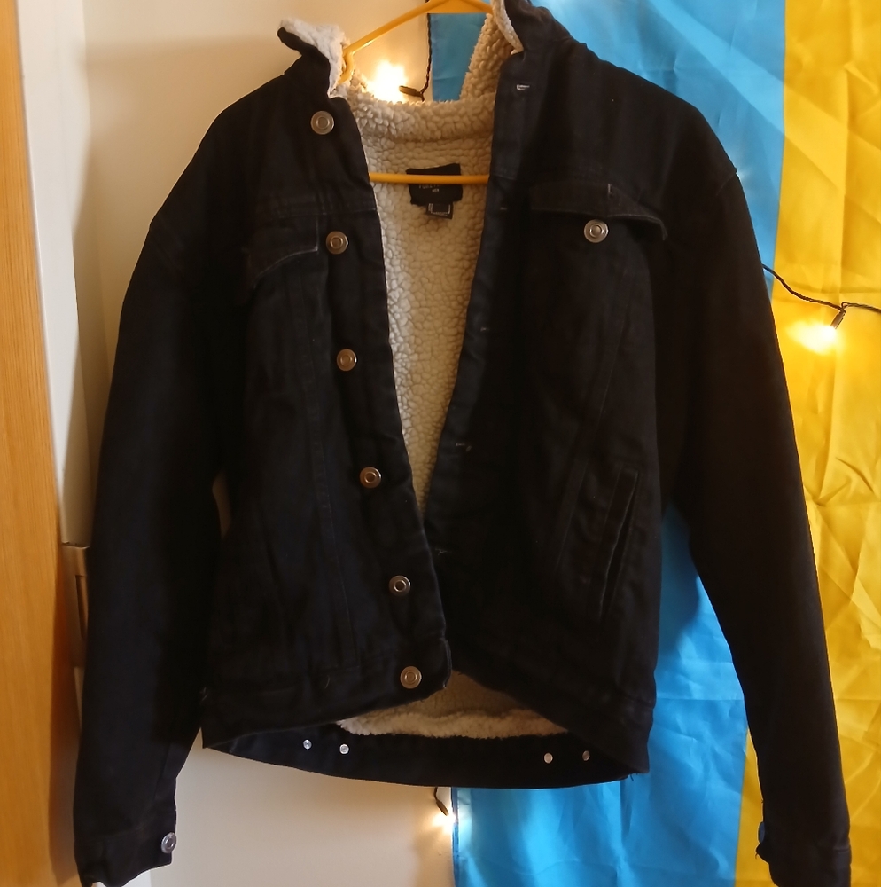 Forever 21 Mens Black Denim Coat